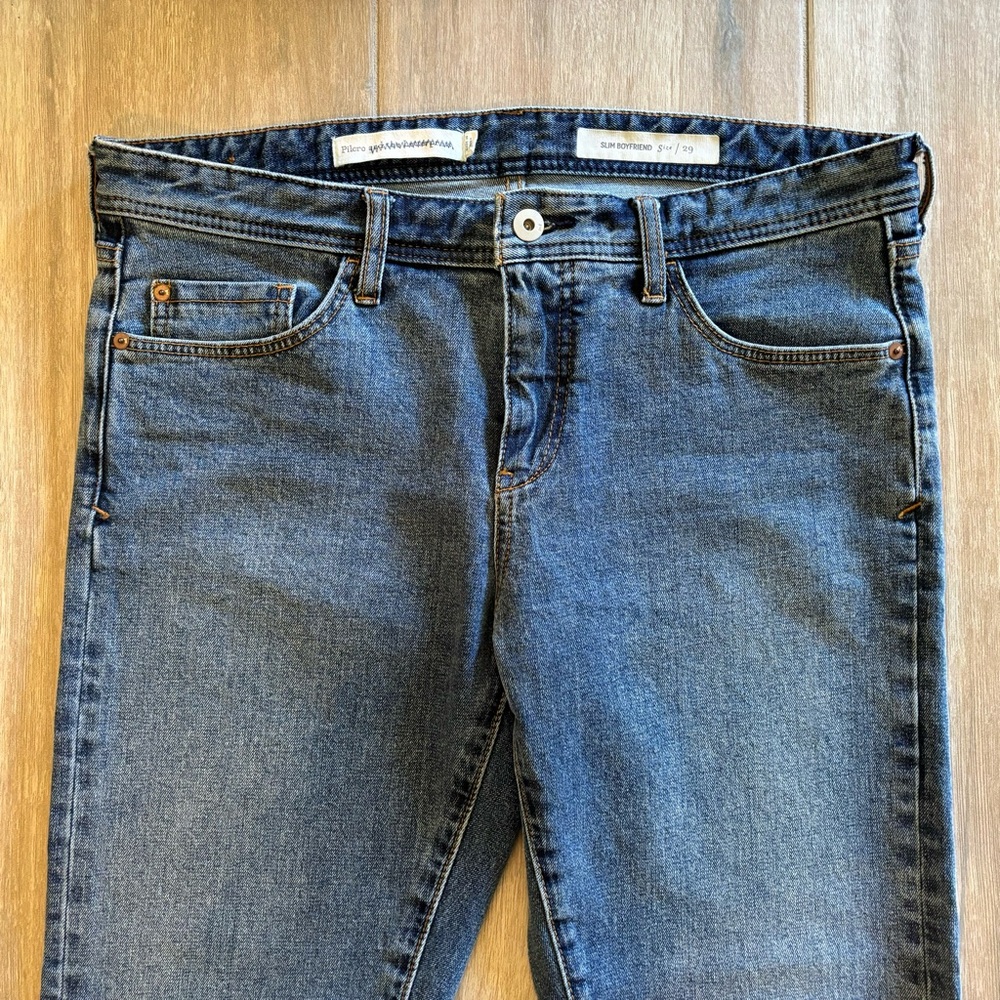 Pilcro and the Letterpress Blue Boyfriend Jeans with Floral Cuffs - Picture 3 of 7